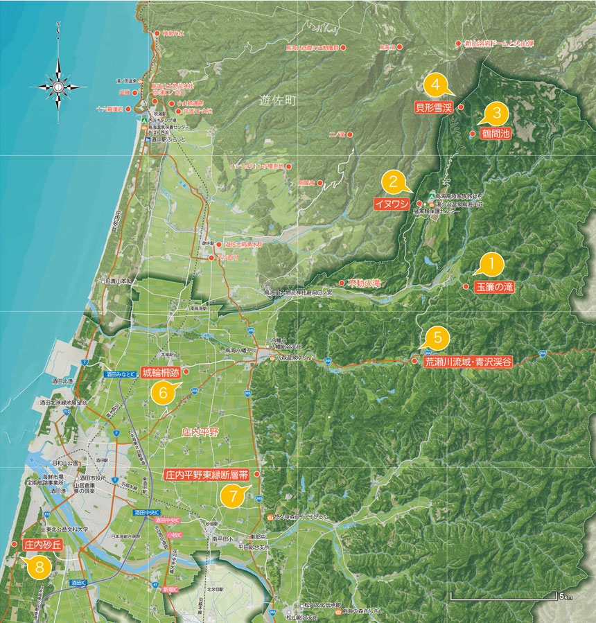 ジオパーク 酒田エリア地図